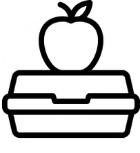 Icon of an apple on a lunch box.